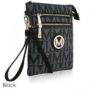 MKF Collection Crossbody Purse Black Charley Signature Shoulder Strap Wristlet
